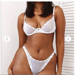 Lounge wear - NWOT white mesh balcony set Valentine’s Day Victoria’s Secret